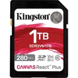 Kingston Canvas React Plus V60 SD 1TB SDXC UHS-II 280R/150W U3 V60 for Full HD/4K