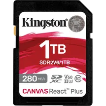 Kingston Canvas React Plus V60 SD 1TB SDXC UHS-II 280R/150W U3 V60 for Full HD/4K