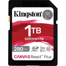 Kingston Canvas React Plus V60 SD 1TB SDXC UHS-II 280R/150W U3 V60 for Full HD/4K