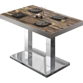 GGM Möbel BM | Bistrotisch | B:T:H 110 x 60 x 77 cm | Vintage Old / Edelstahl | Rechteckig | Edelstahl Rand