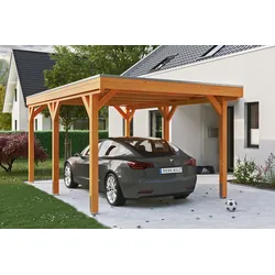 Einzelcarport SKANHOLZ "Grunewald", braun (hellbraun), H: 289cm, Carports, mit EPDM-Dach