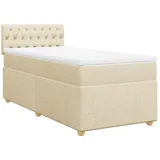 vidaXL Boxspringbett mit Matratze Creme 80x200 cm Stoff