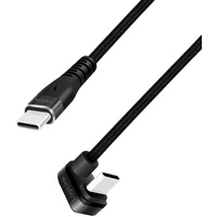 Logilink USB 2.0 Typ-C Anschlusskabel, USB-C Stecker (180° gewinkelt) zu USB-C Stecker (gerade), Farbe: Schwarz 3 m