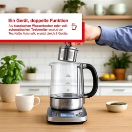 Solis Tee- & Wasserkocher, 1,7 L Volumen, Teesieb,Warmhaltefunktion,360° Basis - Schwarz/Silber/Transparent