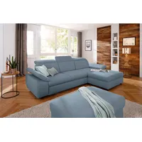 Ecksofa HOME AFFAIRE "Mauritius L-Form", blau (hellblau), B:287cm T:178cm, Struktur fein (100% Polyester), Luxus-Microfaser Lederoptik (100% Polyester), Soft clean (98% Polyester, 2% Polyamid), Sofas, mit Kopfteil- und Armlehnverstellung, mit Bettfunktion und Bettkasten