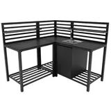 3-teiliges Outdoor-Küchenset mit modularer Konfiguration, Eckspüle & Tischmodul