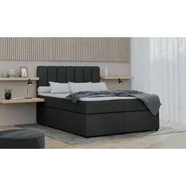 dein schlaf 24 Boxspringbett ROCK 140x200 Velour Anthrazit H3 - Dunkelgrau