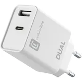 Cellular Line Dual Port Charger 20W weiß; USB-C Netzladegerät