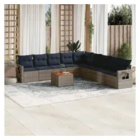 vidaXL Gartensofa-Set 10-tlg. grau Polyrattan