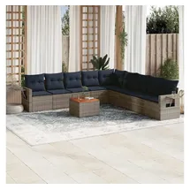 vidaXL Gartensofa-Set 10-tlg. grau Polyrattan