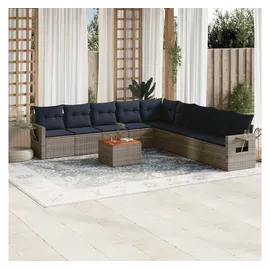 vidaXL Gartensofa-Set 10-tlg. grau Polyrattan