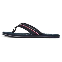 Zehentrenner TOMMY HILFIGER "TOMMY WEB BEACH SANDAL" Gr. 44, blau (dunkelblau) Herren Schuhe Dianette, Sommerschuh, Badeschuh mit Logoschriftzug