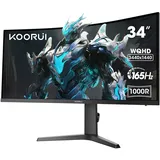 KOORUI 34 Zoll Ultrawide Curved Gaming Monitor, PC Bildschirm 165Hz, 1MS, 1000R, WQHD 3440x1440, VA, Adaptive Sync, 2xHDMI 100Hz & Display Port 165Hz, VESA 75 * 75mm, DCI-P3 90%, Höhenverstellbar