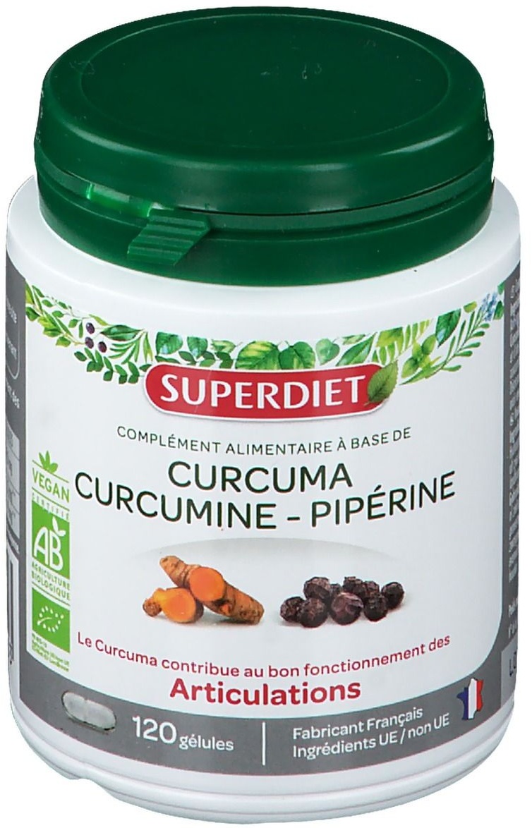 SUPERDIET Curcuma Curcumine - Pipérine BIO 120 pc(s) capsule(s)