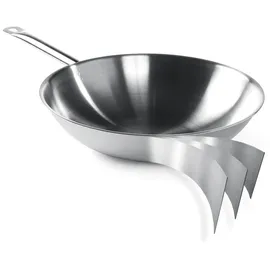 HENDI Wokpfanne, 3-Schichten, Geeignet für Gasherd, Induktionsherd, Elektroherd, Ceranherd, mit langem Edelstahlhohlgriff, Geschirrspülmaschinengeeignet, ø360x(H)90mm, Edelstahl, Aluminium