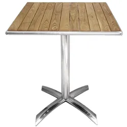 Bolero Tisch quadratisch und klappbar aus Aluminium und Eschenholz 600x600720mm