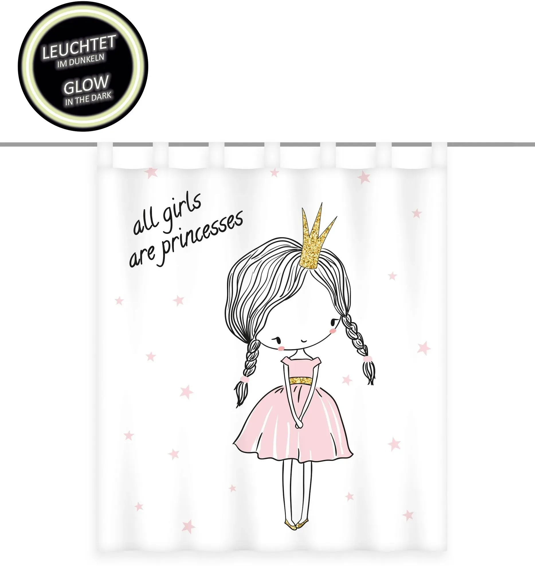 Gardine Vorhang Fertiggardine Prinzessin Glow in the dark 140 x 160 cm