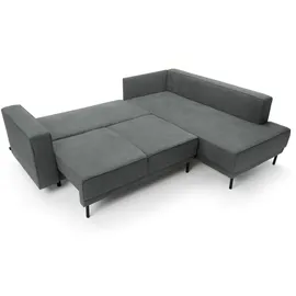 Selsey Eckcouch Easy-Clean-Velours 2-Sitzer Dunkelgrau