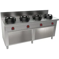 EURAST - Wok mit 4 gasflammen auf ständer - 2000x700x850 mm - 70 Kw - 322075L5