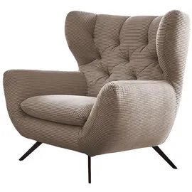 KAWOLA Hochlehnsessel CHARME Cord 72 x 100 x 80 cm taupe mit Kissen