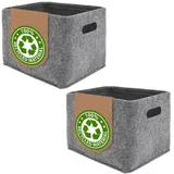 DuneDesign Aufbewahrungskorb 2er Set - 33x26x23 Filz Aufbewahrungsbox - Kallax Regaleinsatz Faltbar (2 St), Stabiler Filzkorb - Aufbewahrungskorb - Stauraum Kinderzimmer & Bad grau