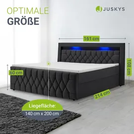 Juskys Boxspringbett Leona - Samt & Schwarz