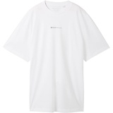 TOM TAILOR DENIM Herren T-Shirt mit Bio-Baumwolle, weiß, Uni, Gr. XL
