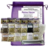 mytobaq 12x Reine HARZE zum räuchern 16-TLG RÄUCHERSORTIMENT mit WEIHRAUCH MYRRHE KOPAL Styrax ... Für Räucherkohle & Sieb. 4 x ZUBEHÖR. 81900-2