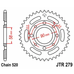 JT SPROCKETS Standard-Stahlkrone 279 - 520
