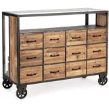 BIZZOTTO Kommode Mindil aus Holz, Industrial Design mit Metallgestell, natur, 12 Schubladen, Bizzotto