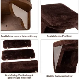 Goplus Katzen Kletterwand, Hängebrücke mit Laufsteg, Katzenliegeplatz Katzentreppe, aus Holz, Wandmontage, aus Flanell, Abnehmbar - Goplus