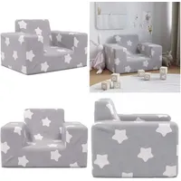 Kindersofa Hellgrau Mit Sternen Weich Plüsch - Vidaxl
