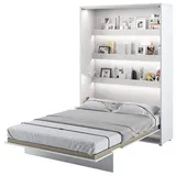 Schrankbett Bed Concept, Wandklappbett mit Lattenrost, V-Bett, Wandbett Bettschrank Schrank mit integriertem Klappbett Funktionsbett (BC-01, 140 x 200 cm, Weiß/Weiß Weiß Hochglanz, Vertical)