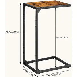 luxuskollektion 2er-Pack Beistelltische Holz-Metall C-Form Wohnzimmer