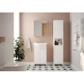 DEFTRANS Badezimmerschrank mit Waschbecken 50 cm stehend weiß Diana - Weiß
