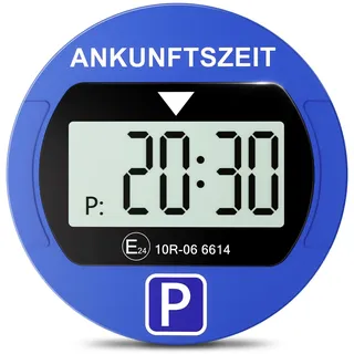 Warmfay® Elektronische Parkscheibe mit Zulassung vom KBA, Automatische Digitale Parkscheibe Elektrisch mit Batterie, Elektrische Parkuhr Auto mit 2 Displays & Nachtparkmodus & Vielseitig (1, Blau)