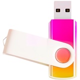 USB-Flash-Laufwerk, 64 GB, USB 2.0 Speicherstick, Großhandels-Massenware, drehbares Design, Daumenlaufwerk für Datenspeicherung, Farbverlauf, Golden–Rosa, 1 Stück