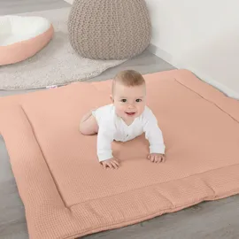babybay Krabbeldecke 120x120 cm Waffelpiqué, apricot rosé