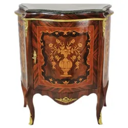 Casa Padrino Barock Kommoden Schrank mit Marmorplatte Mahagoni Intarsien - Möbel Kommode