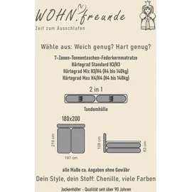 Jockenhöfer Boxspringbett JOCKENHÖFER GRUPPE "Nika erhältlich in der Größe 180x200cm", grau (beige 444, 17), B:197cm L:219cm, Bezug Bett: Microfaser (100% Polyester);Topper und Matratzenspiegel: 100% Polyester, Komplettbetten, Boxspringbett, mit Bettkasten,