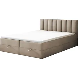 Trada City Boxspringbett 140 x 200 mit Bettkasten und Topper Beige - TRADA