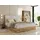 MKS Meble Boxspringbett WOOD CLASSIC, Komplett Set mit Multipocket-Matratze und Topper T25, Doppelbett für Schlafzimmer, hohe Kopfteil - 180 x 200... - Beige