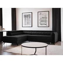 Sofnet Ecksofa mit Schlaffunktion und Bettkasten, Wohnlandschaft mit einstellbare Kopfstützen, Couch, Sofa, Bettsofa, Schlafsofa Schwarz (Kronos 07)