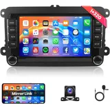 1G+32G Android 13 Autoradio für VW Golf 5 6 Passat Polo Tiguan Touran Caddy Skoda SEAT mit GPS Navi WiFi Mirror Link 7 Zoll Autoradio mit Bluetooth FM/RDS/DAB/OBD/DVR Lenkradsteuerung Rückfahrkamera