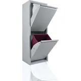 Betten-ABC Refina platzsparender Mehrzweckschrank/Abfalleimer aus pflegeleichtem Metall Farbe: Grau, Größe 2 x 15 L