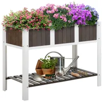 Outsunny Pflanztisch Gartenarbeitstisch hölzerne Gartenbeete für Gemüse Blumen,