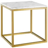 Tectake Marmor-Beistelltisch, Weiß, Gold, Stein, Abstrakt, 45x47.5x45 cm, Wohnzimmer, Wohnzimmertische, Beistelltische