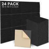 Swanew - Akustikschaumstoff Akustikpaneele, 24er-Set, 30x30x2.5cm, Dreiecksnut schalldichte Wandpaneele, Akustikplatten, Akustikschaumstoff-Matten