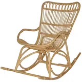 Mid.you Schaukelstuhl, Natur, Holz, Rattan, massiv, Uni, 65x96x122 cm, Schaukelfunktion, inklusive Armlehnen, Wohnzimmer, Sessel, Schaukelstühle