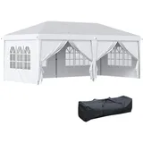 Outsunny Faltpavillon mit UV-Schutz, Partyzelt, Bierzelt mit Seitenwände, Fenster, Reißverschlusstüren, für Balkon,